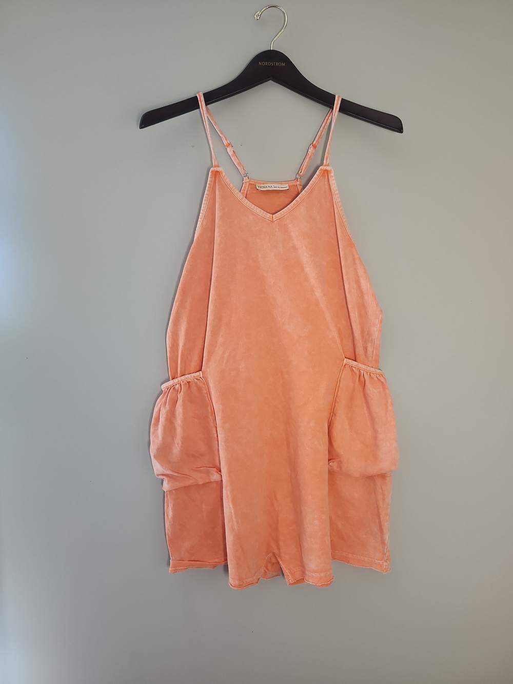 Zenana Size S Mineral Wash Lounge Romper Onsie Cargo Pockets Slouchy Beach